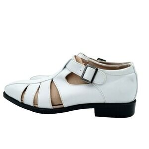 STACY ADAMS Leather Shoes Men's Calderon City Sandal Flat White Size 9